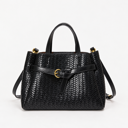 Anaelle Everyday Woven Top-Handle Bag — Black | Emory & Blanc