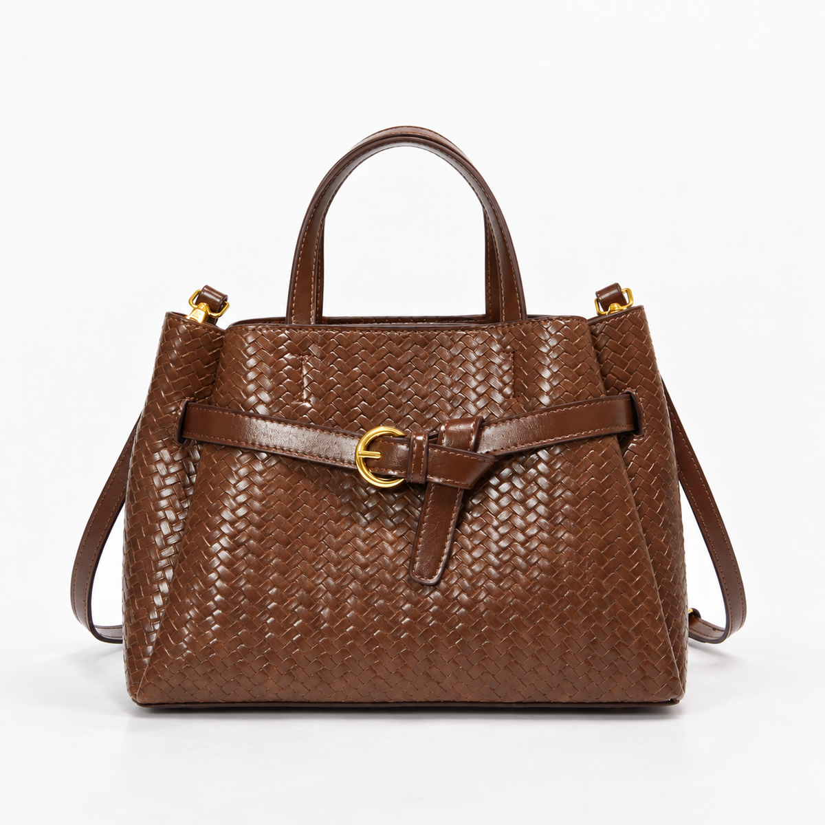 Anaelle Everyday Woven Top-Handle Bag — Brown | Emory & Blanc
