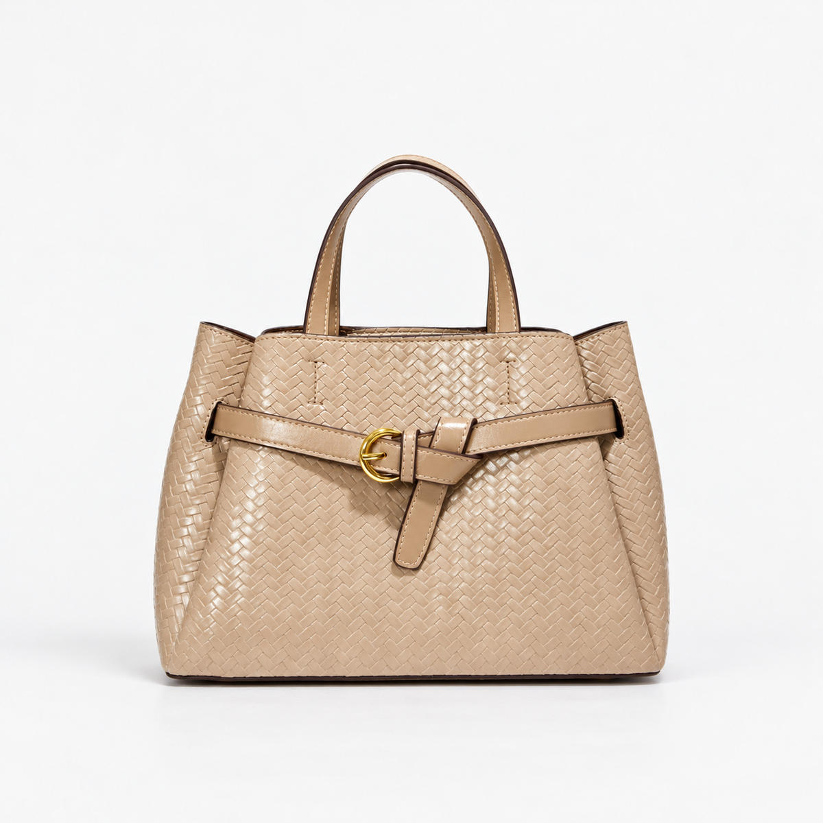 Anaelle Everyday Woven Top-Handle Bag — Khaki | Emory & Blanc