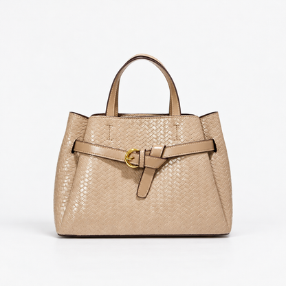 Anaelle Everyday Woven Top-Handle Bag — Khaki | Emory & Blanc
