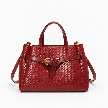 Anaelle Everyday Woven Top-Handle Bag — Red | Emory & Blanc