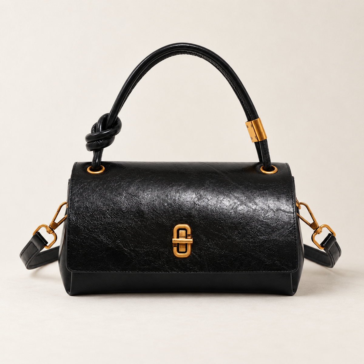 Annabel Comfort Knotted-Handle Bag — Black | Emory & Blanc