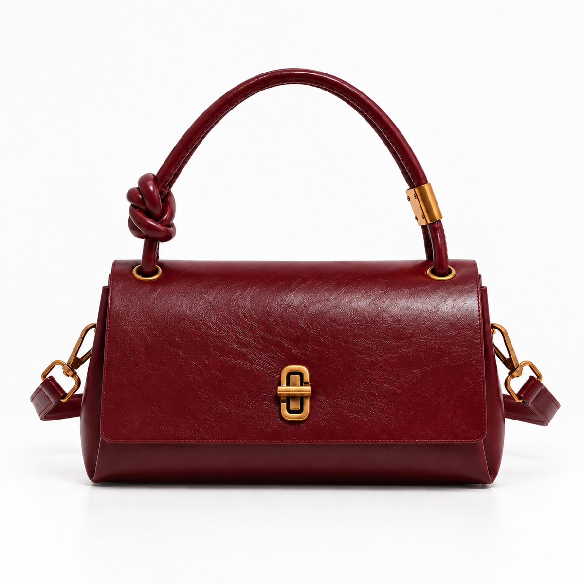 Annabel Comfort Knotted-Handle Bag — Burgundy | Emory & Blanc