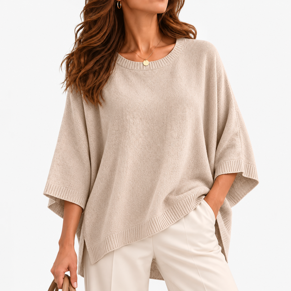 Annick Soft Batwing Sweater — Khaki | Emory & Blanc