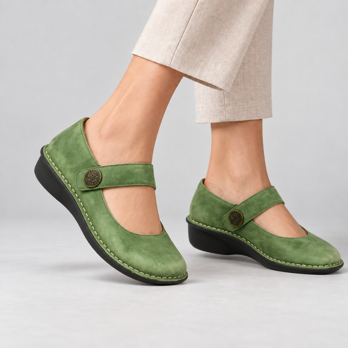 Annora Women's Button-Strap Mary Jane Flats | Emory & Blanc