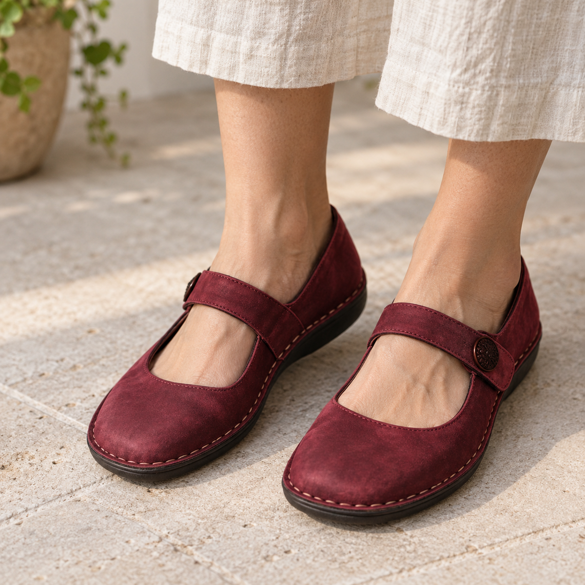 Annora Women's Button-Strap Mary Jane Flats | Emory & Blanc