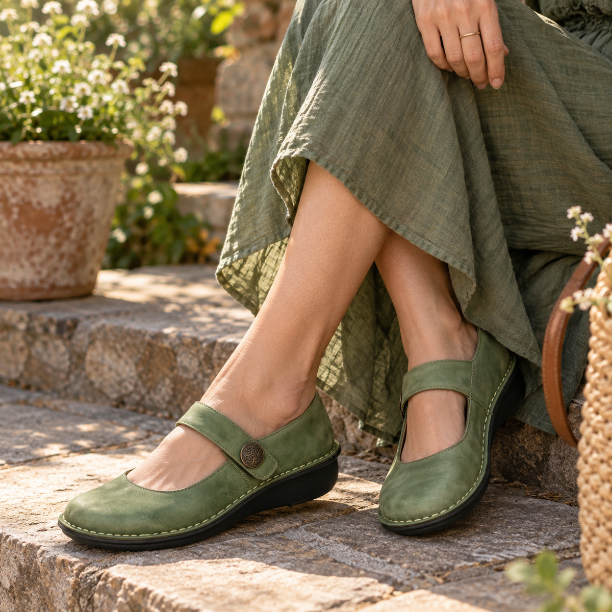 Annora Women's Button-Strap Mary Jane Flats | Emory & Blanc