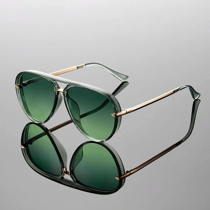 Anora Lightweight Aviator Sunglasses — Green | Emory & Blanc