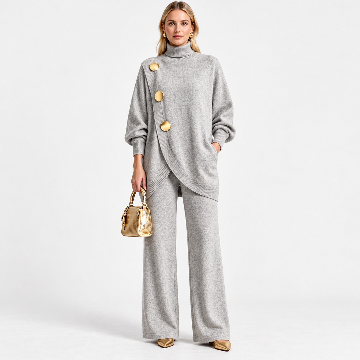 Anouk Lightweight Sweater and Pants Set — Light Grey | Emory & Blanc