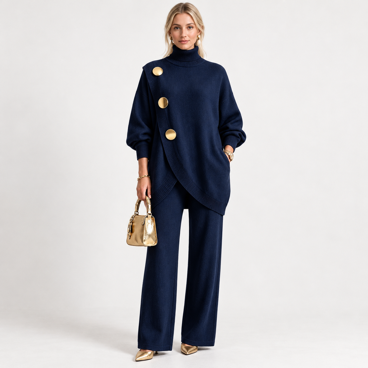 Anouk Lightweight Sweater and Pants Set — Navy | Emory & Blanc