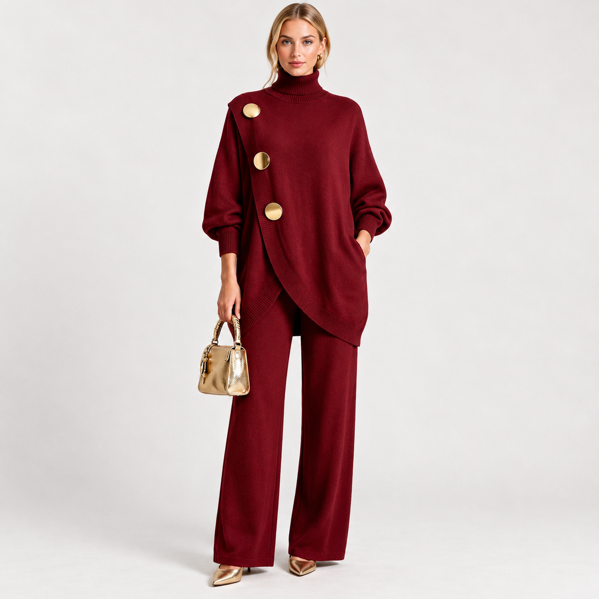 Anouk Lightweight Sweater and Pants Set — Red | Emory & Blanc