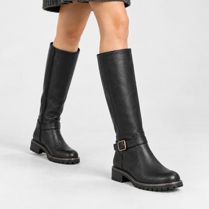 Arianne Comfort Buckle Knee-High Boots | Emory & Blanc