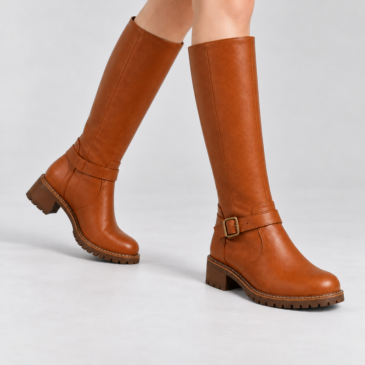 Arianne Comfort Buckle Knee-High Boots | Emory & Blanc