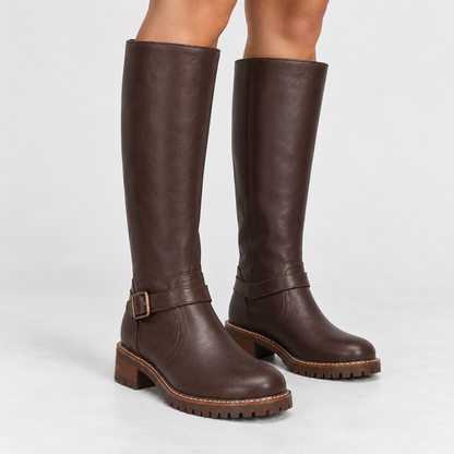 Arianne Comfort Buckle Knee-High Boots | Emory & Blanc