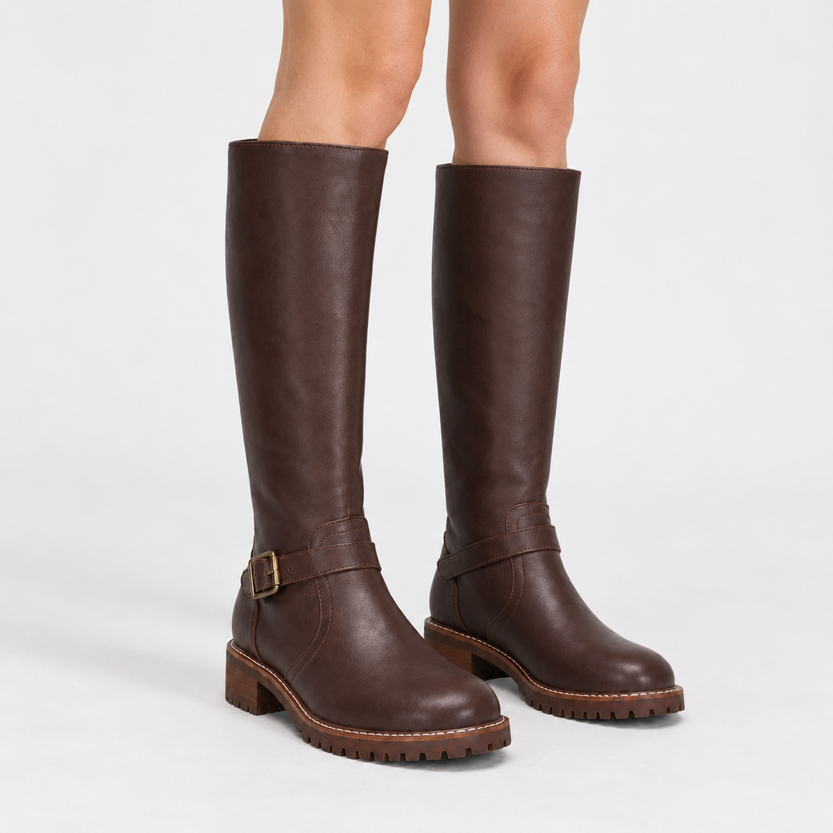 Arianne Comfort Buckle Knee-High Boots | Emory & Blanc