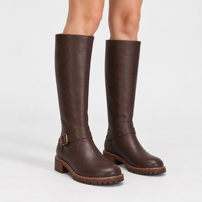 Arianne Comfort Buckle Knee-High Boots | Emory & Blanc