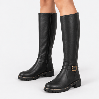Arianne Comfort Buckle Knee-High Boots | Emory & Blanc