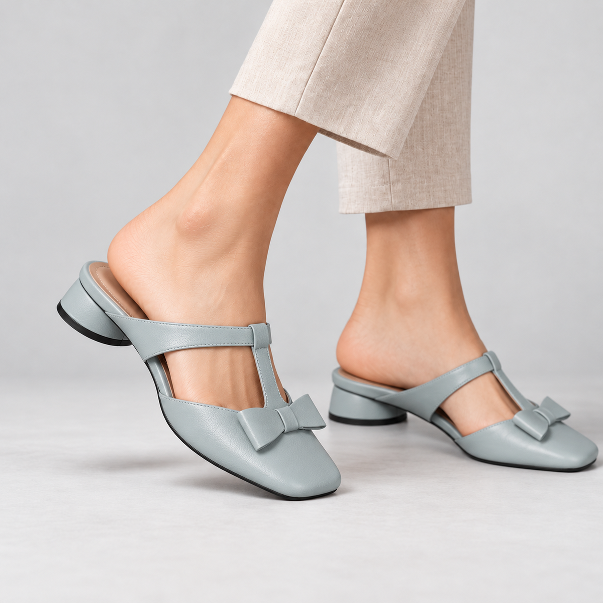 Arlette Comfort Bow-Trim Mules | Emory & Blanc