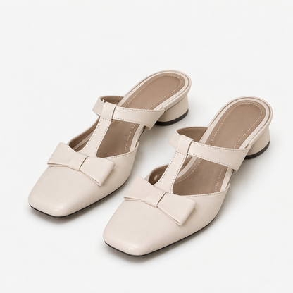 Arlette Comfort Bow-Trim Mules | Emory & Blanc