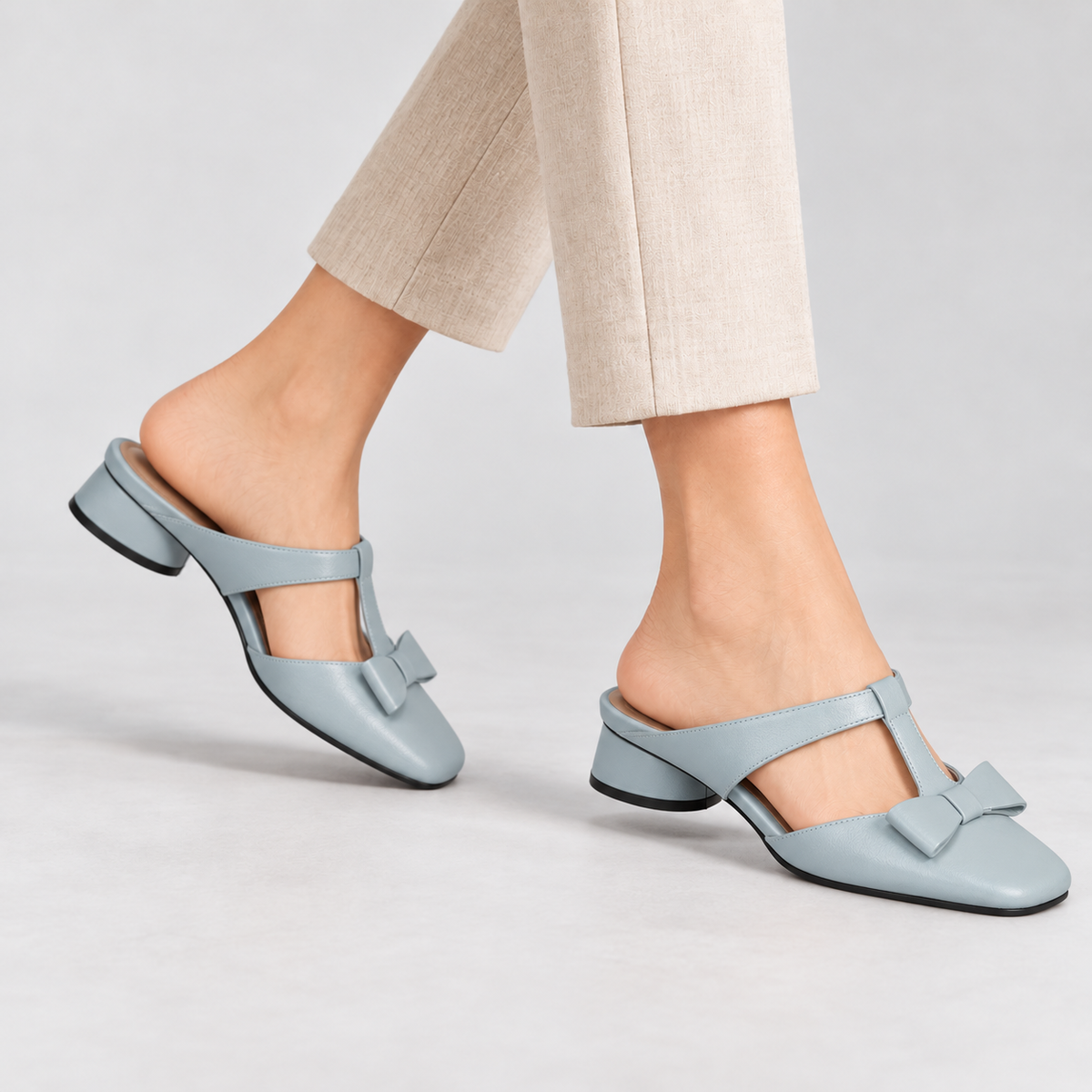 Arlette Comfort Bow-Trim Mules | Emory & Blanc