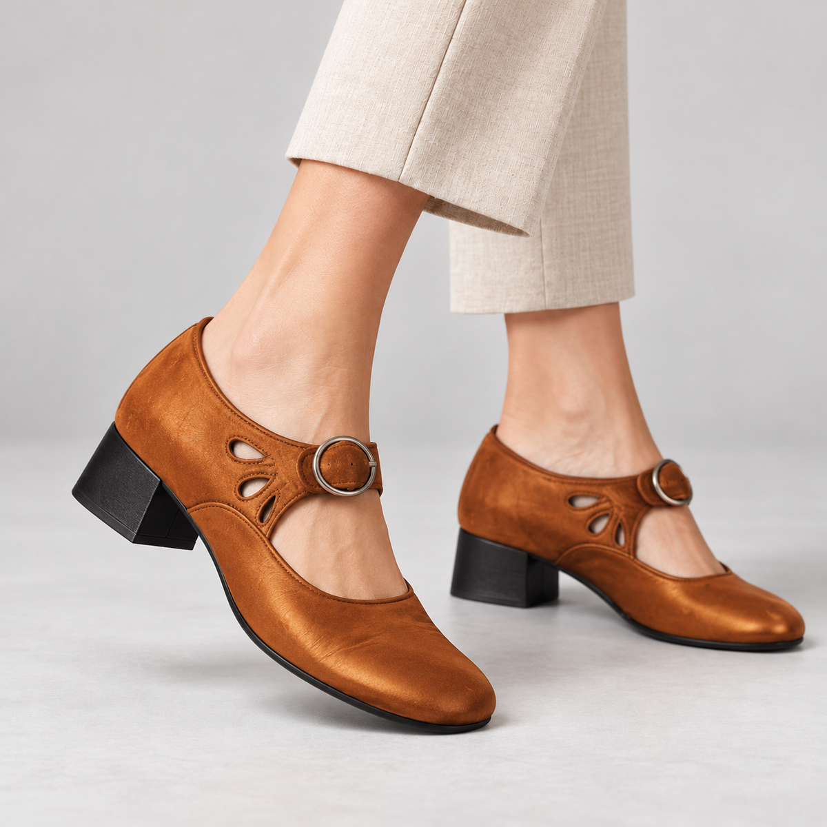 Aubrelle Comfort Buckle Mary Jane Heels | Emory & Blanc