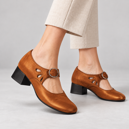 Aubrelle Comfort Buckle Mary Jane Heels | Emory & Blanc
