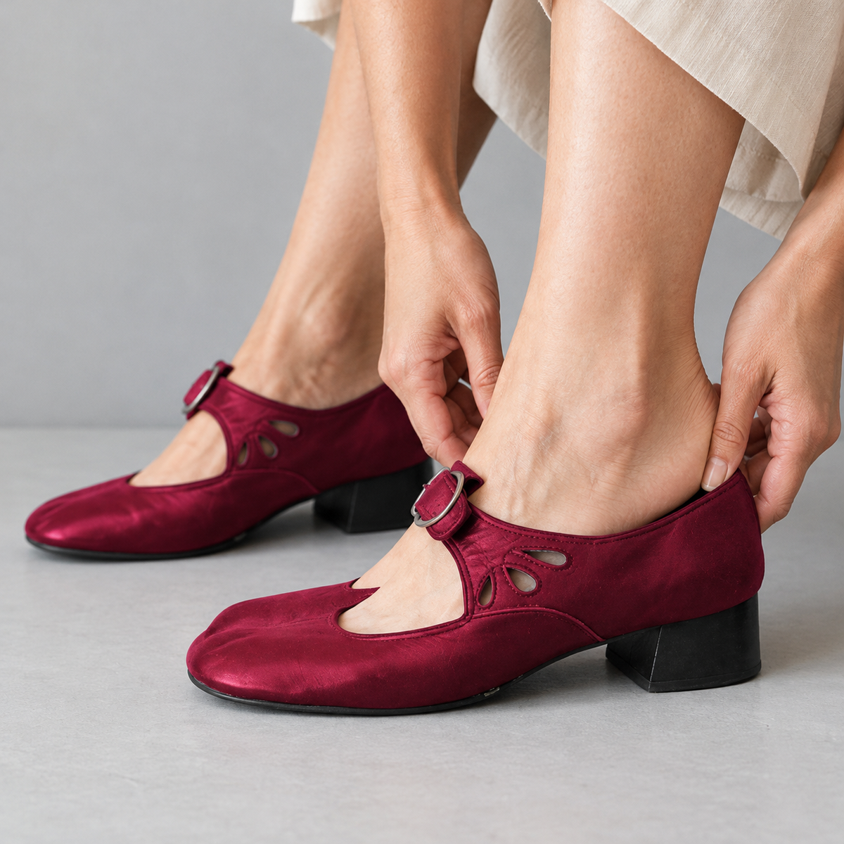 Aubrelle Comfort Buckle Mary Jane Heels | Emory & Blanc