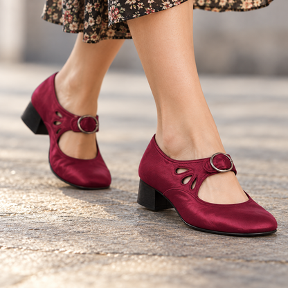 Aubrelle Comfort Buckle Mary Jane Heels | Emory & Blanc