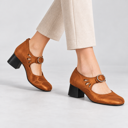 Aubrelle Comfort Buckle Mary Jane Heels | Emory & Blanc