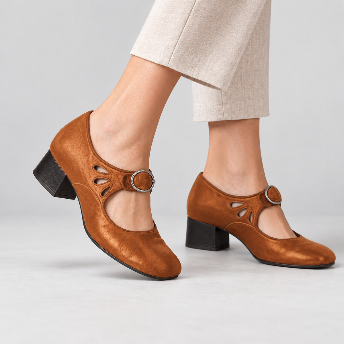 Aubrelle Comfort Buckle Mary Jane Heels | Emory & Blanc