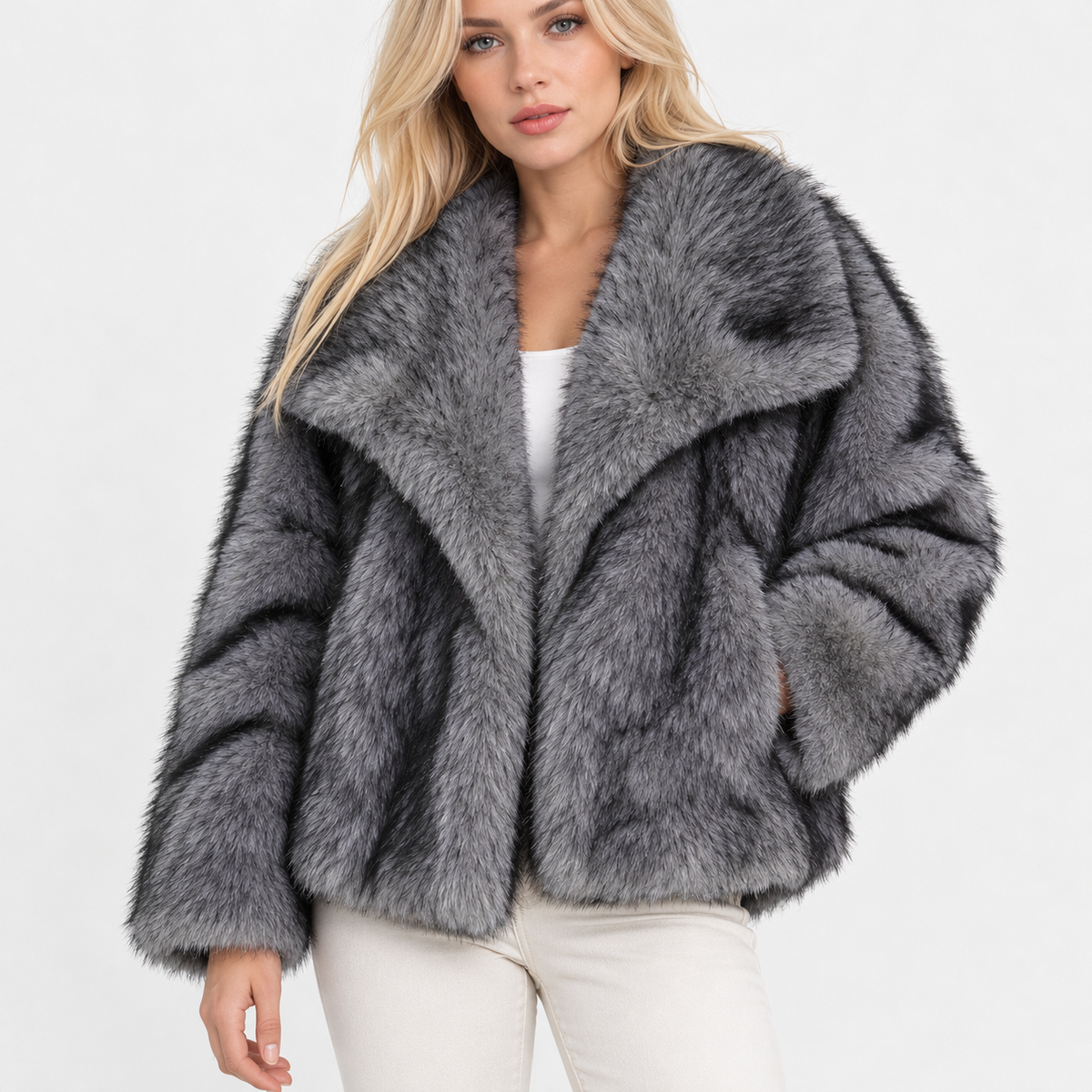 Aurelie Relaxed Fit Plush Lapel Jacket | Emory & Blanc