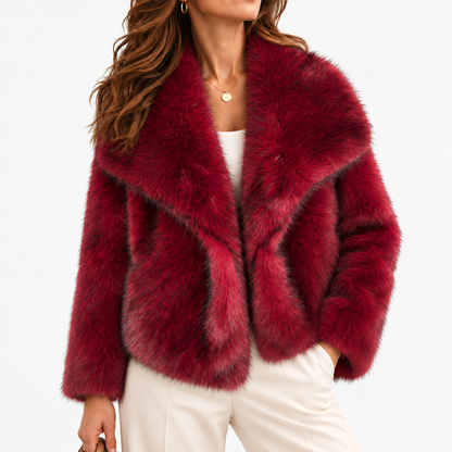 Aurelie Relaxed Fit Plush Lapel Jacket — Burgundy Shadow | Emory & Blanc
