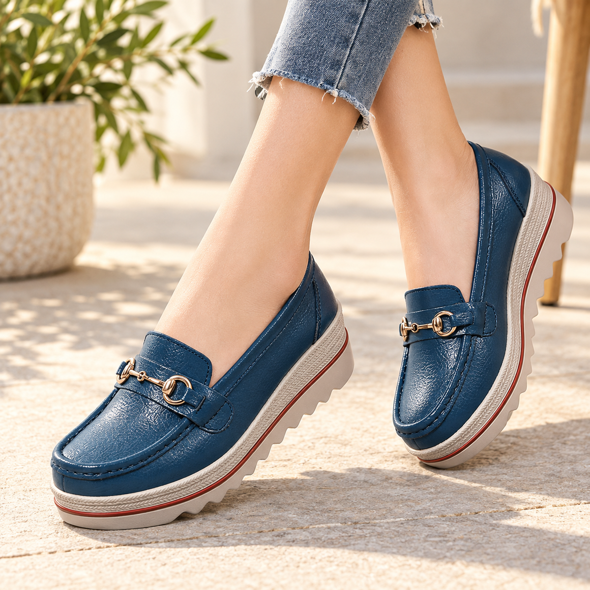 Avery | Women's Cushioned Faux Leather Casual Shoes | Emory & Blanc