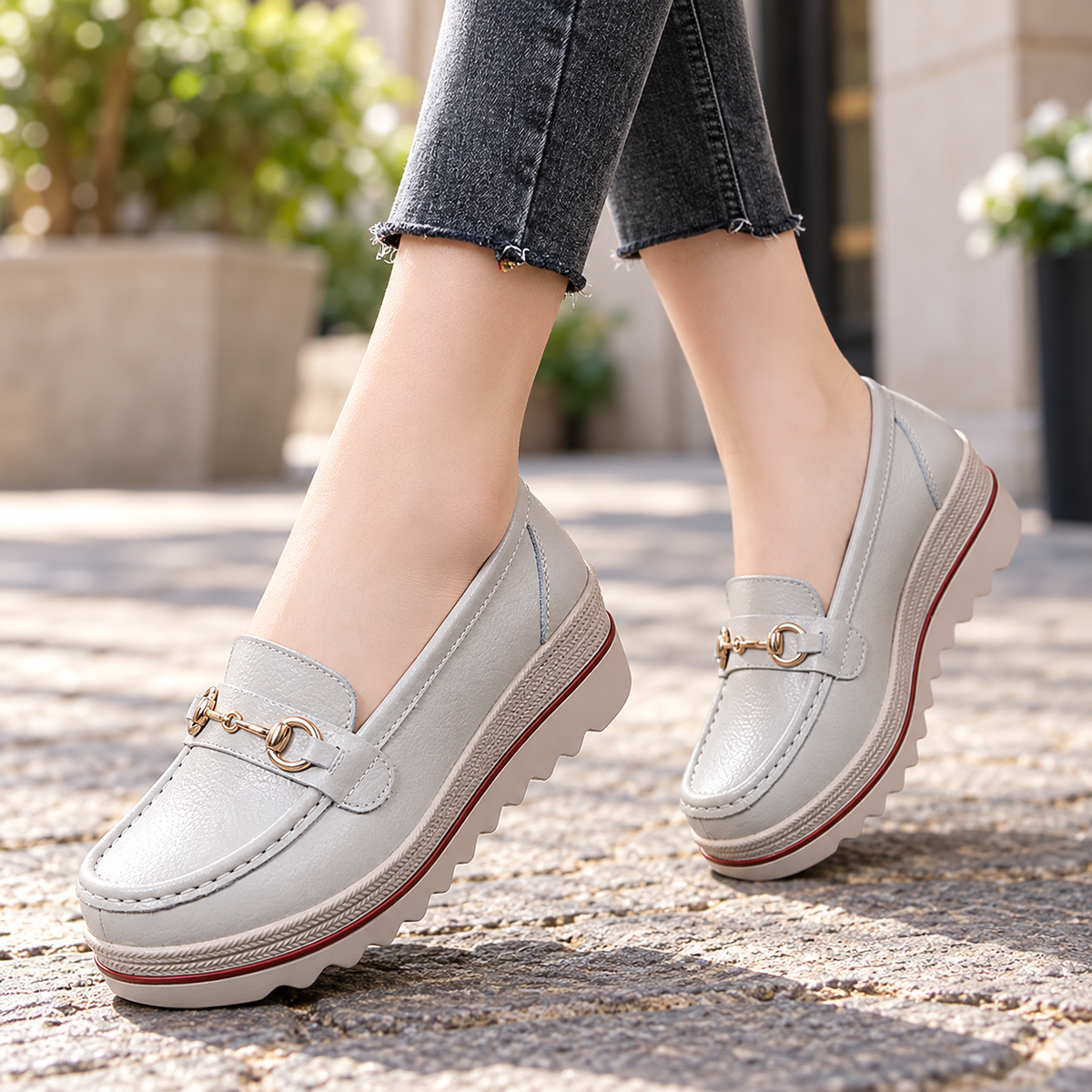 Avery | Women's Cushioned Faux Leather Casual Shoes | Emory & Blanc