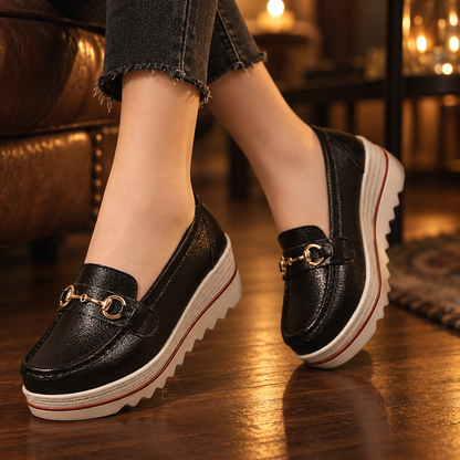 Avery | Women's Cushioned Faux Leather Casual Shoes | Emory & Blanc