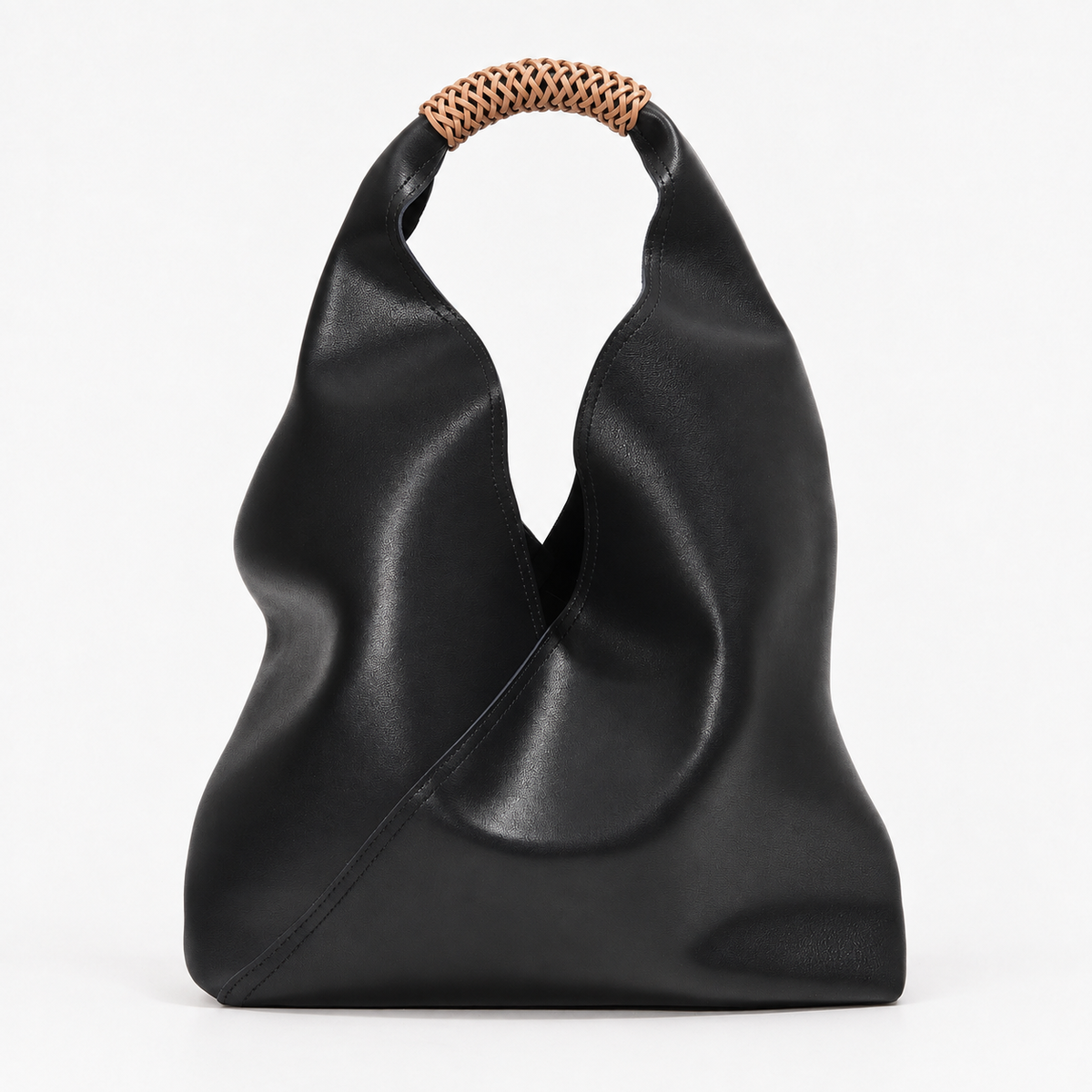 Bastille Roomy Braided-Handle Hobo Bag — Black | Emory & Blanc