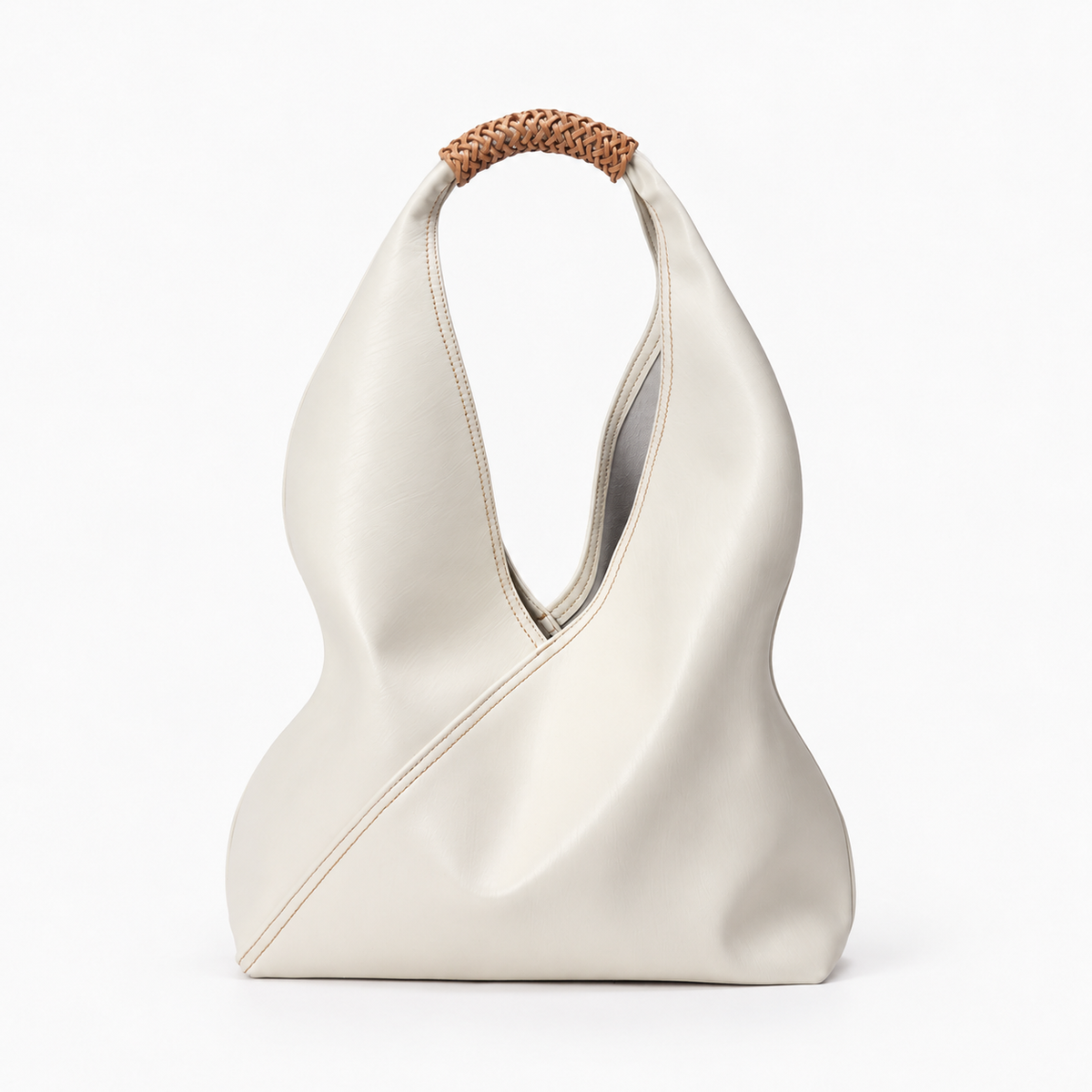 Bastille Roomy Braided-Handle Hobo Bag — White | Emory & Blanc
