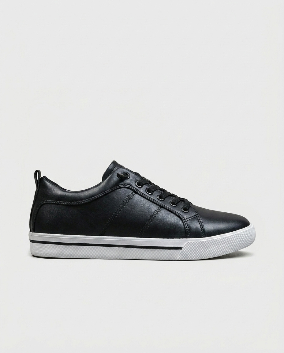Beatrice Stitched Sneaker — Black | Emory & Blanc
