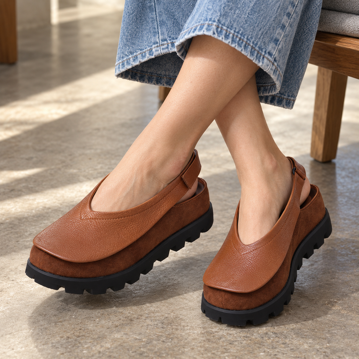 Beryl Comfort Platform Slingback Shoes | Emory & Blanc