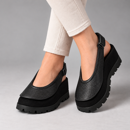 Beryl Comfort Platform Slingback Shoes — Black | Emory & Blanc
