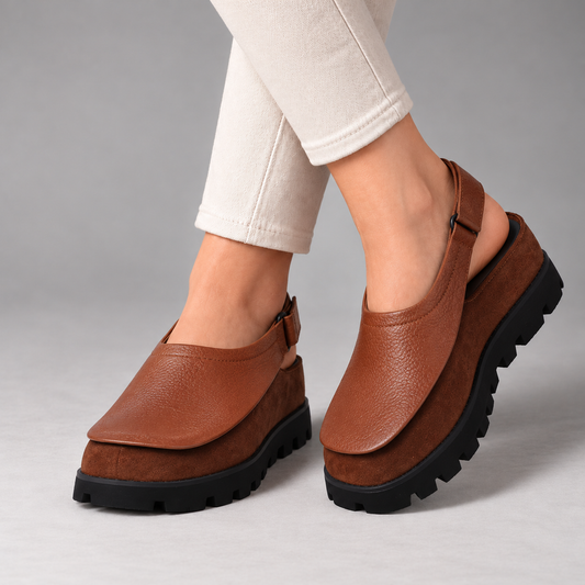Beryl Comfort Platform Slingback Shoes — Brown | Emory & Blanc