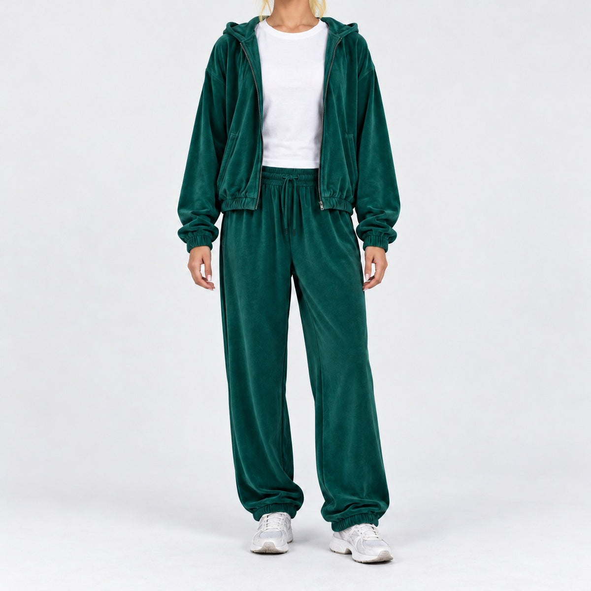 Bettina Relaxed Fit Hooded Zip Set — Green | Emory & Blanc
