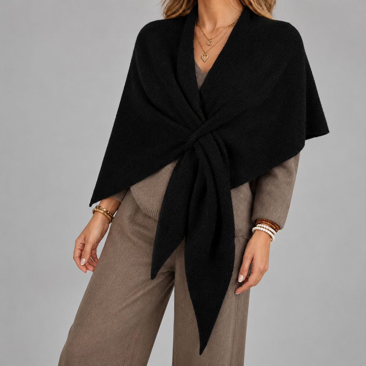 Briony Comfort Shoulder Shawl, Folded Lapels — Black | Emory & Blanc