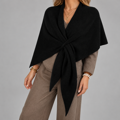Briony Comfort Shoulder Shawl, Folded Lapels — Black | Emory & Blanc