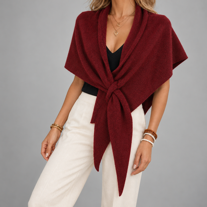 Briony Comfort Shoulder Shawl, Folded Lapels — Burgundy | Emory & Blanc
