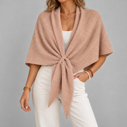 Briony Comfort Shoulder Shawl, Folded Lapels — Camel | Emory & Blanc