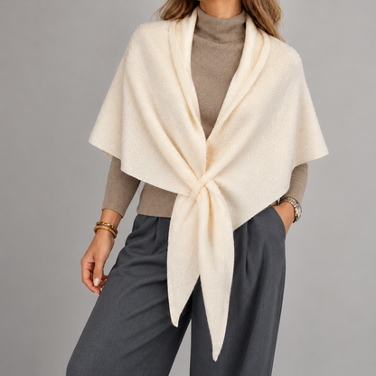 Briony Comfort Shoulder Shawl, Folded Lapels — Off White | Emory & Blanc