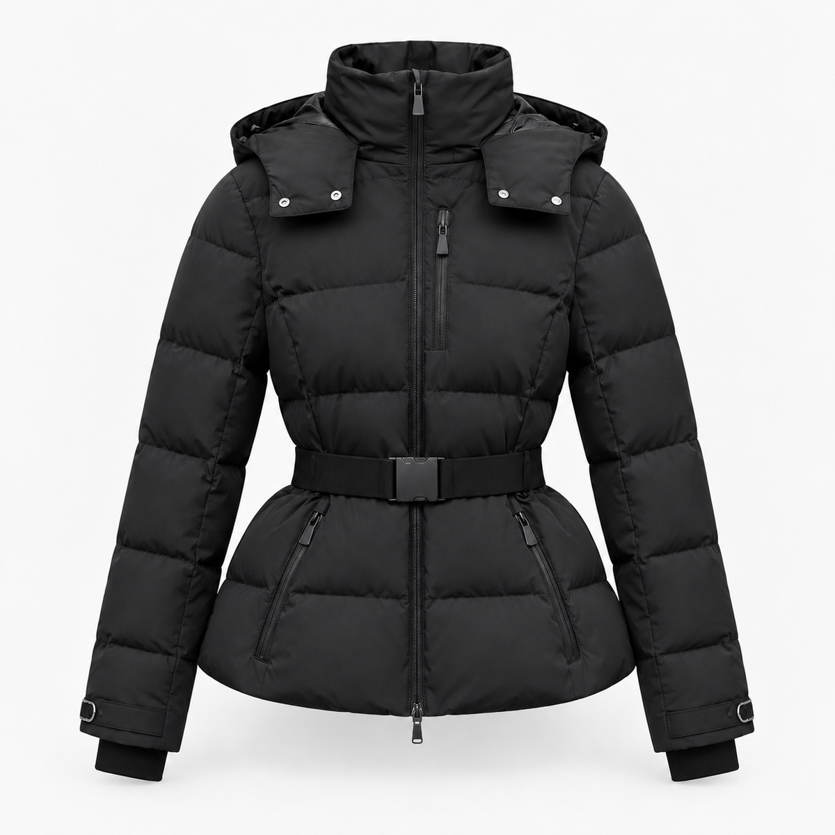 Callista Soft Puffer Jacket, Belted Waist | Emory & Blanc