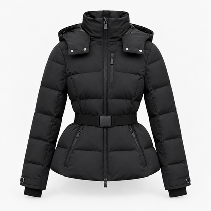 Callista Soft Puffer Jacket, Belted Waist | Emory & Blanc