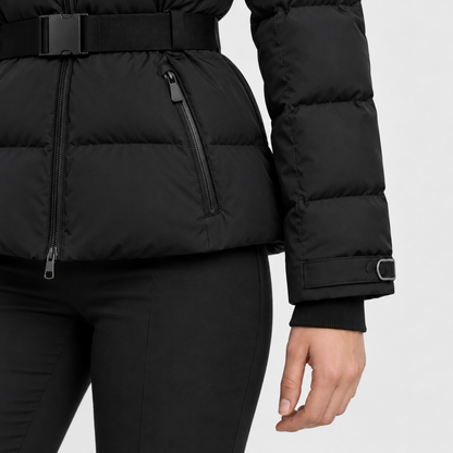 Callista Soft Puffer Jacket, Belted Waist | Emory & Blanc